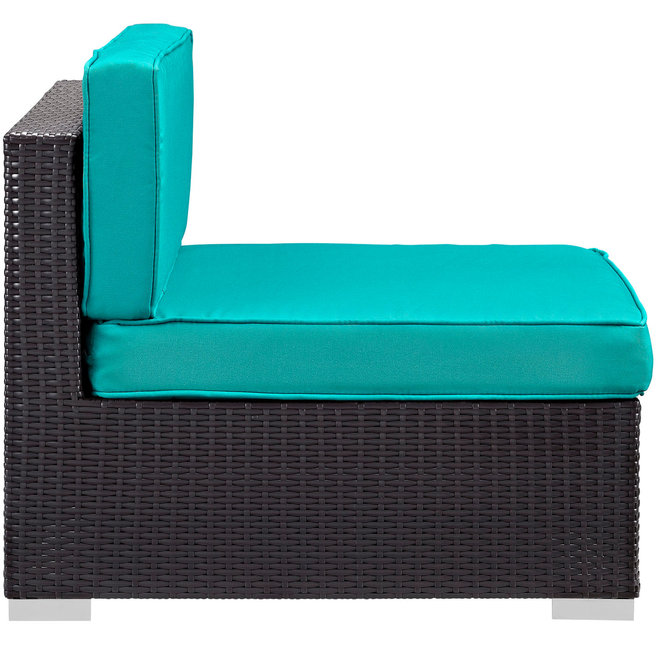 Gather Corner and Middle Outdoor Patio Chair Set | Outdoor Modular Sectional Components, Espresso & Turquoise