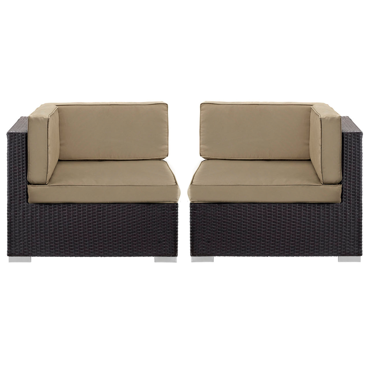 Commune Alfresco Corner Chair Set of 2 | Outdoor Modular Sectional Components, Espresso & Mocha