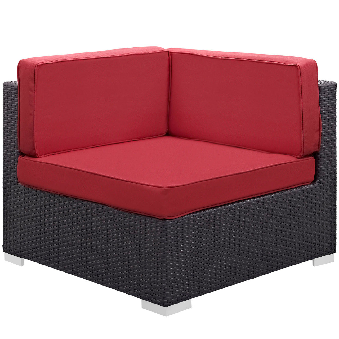 Commune Alfresco Corner Chair Set of 2 | Outdoor Modular Sectional Components, Espresso & Red
