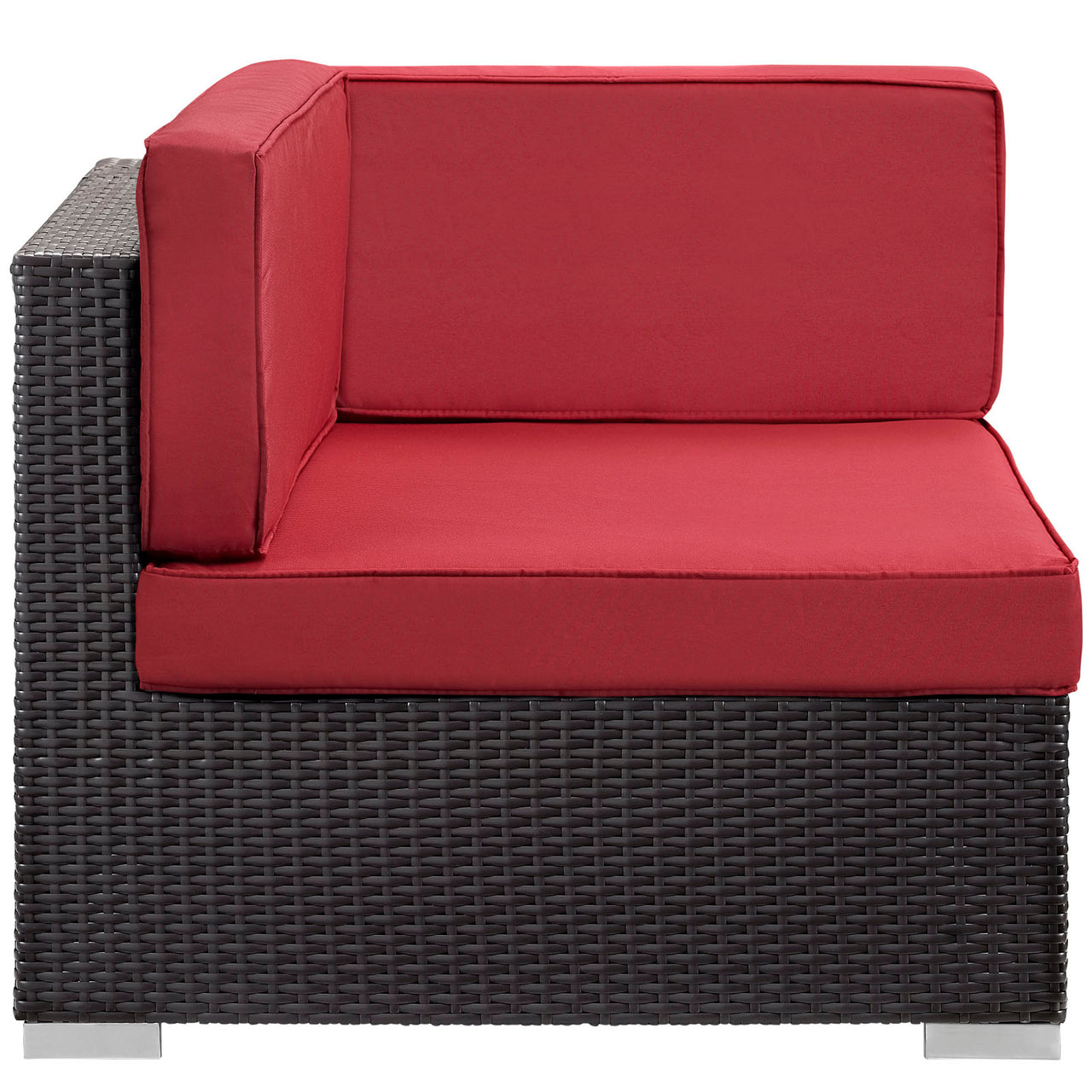 Commune Alfresco Corner Chair Set of 2 | Outdoor Modular Sectional Components, Espresso & Red