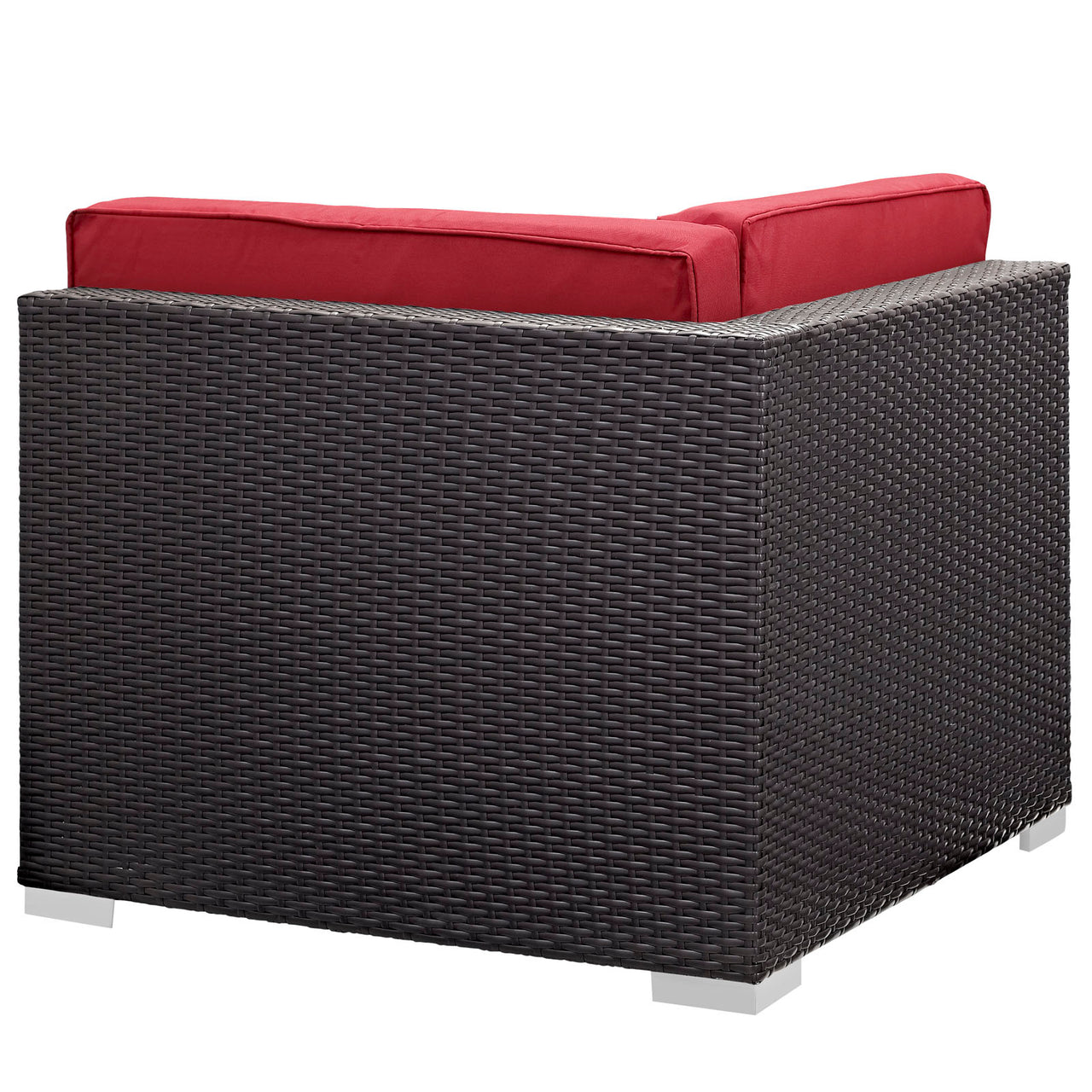 Commune Alfresco Corner Chair Set of 2 | Outdoor Modular Sectional Components, Espresso & Red