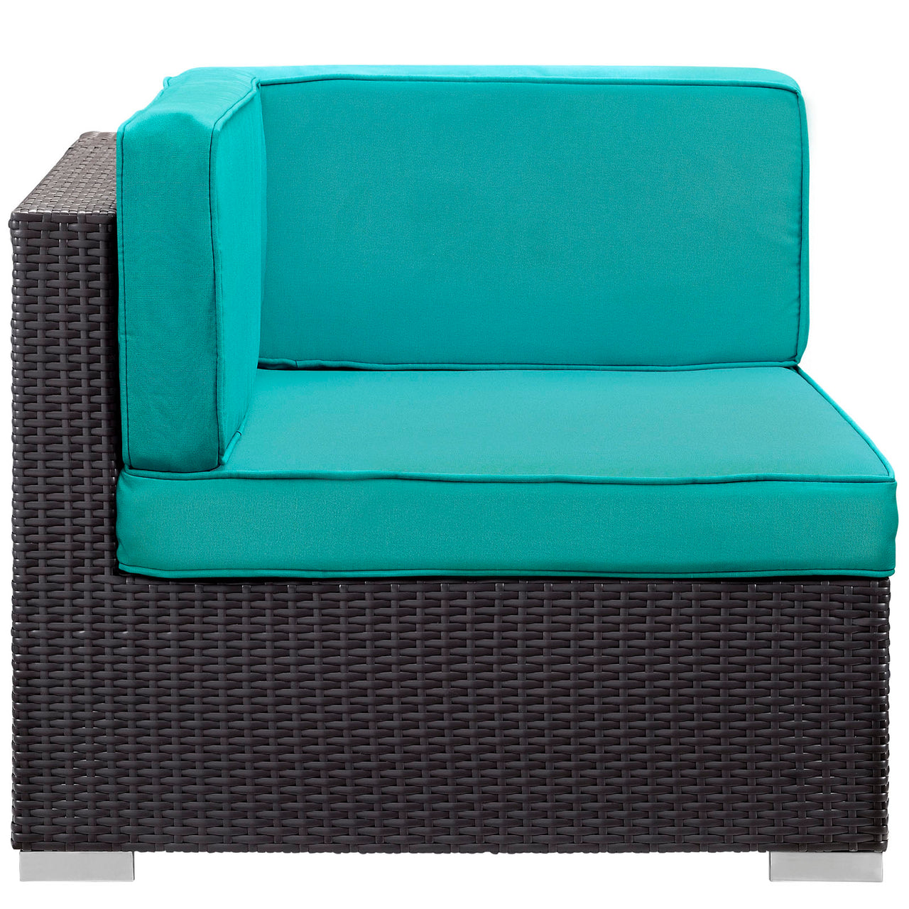 Gather Outdoor Patio Corner Chair Set of 2 | Outdoor Modular Sectional Components, Espresso & Turquoise