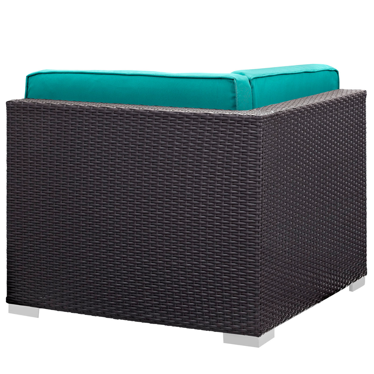 Gather Outdoor Patio Corner Chair Set of 2 | Outdoor Modular Sectional Components, Espresso & Turquoise