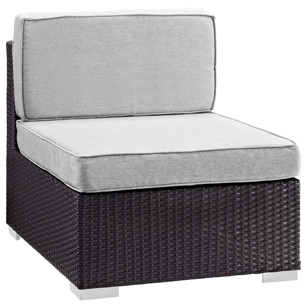 Gather Outdoor Patio Armless Chair | Outdoor Modular Sectional Component, Espresso & Gray