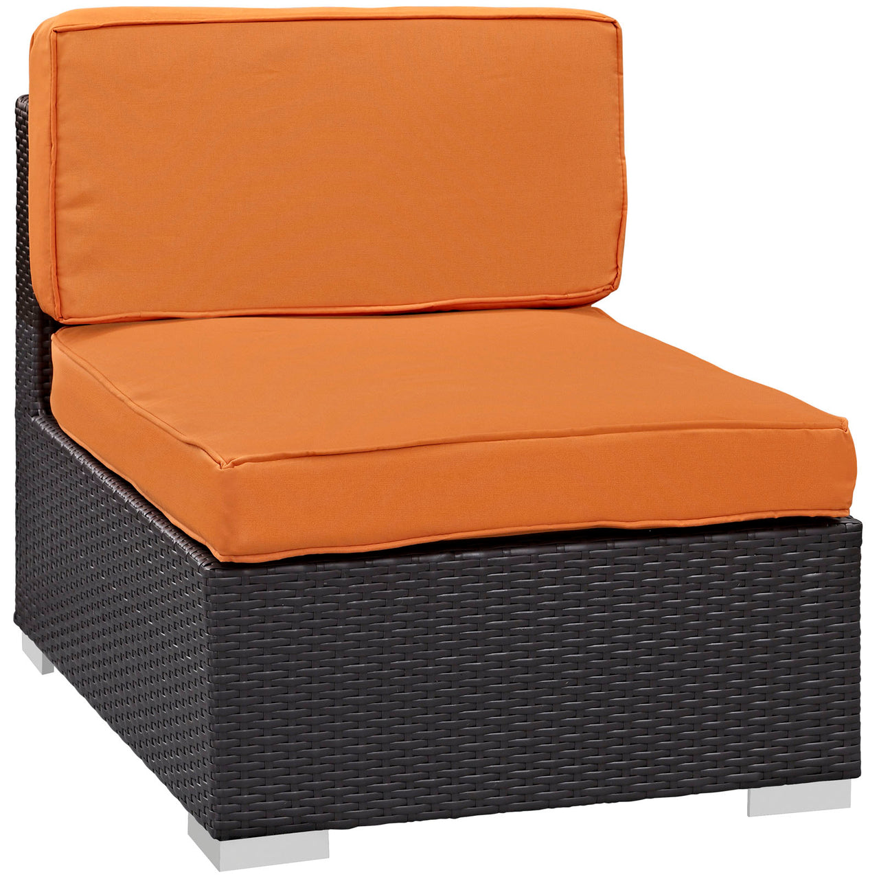 Gather Outdoor Patio Armless Chair | Outdoor Modular Sectional Component, Espresso & Orange