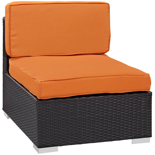 Commune Alfresco Armless Chair | Outdoor Modular Sectional Component, Espresso & Orange