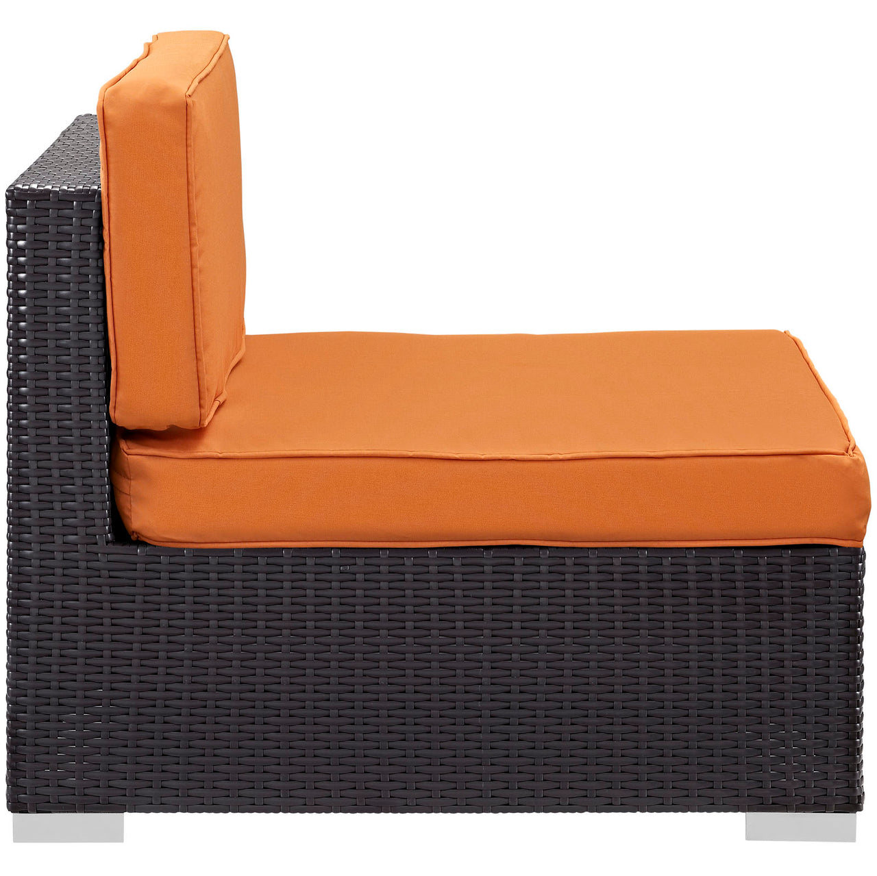 Gather Outdoor Patio Armless Chair | Outdoor Modular Sectional Component, Espresso & Orange