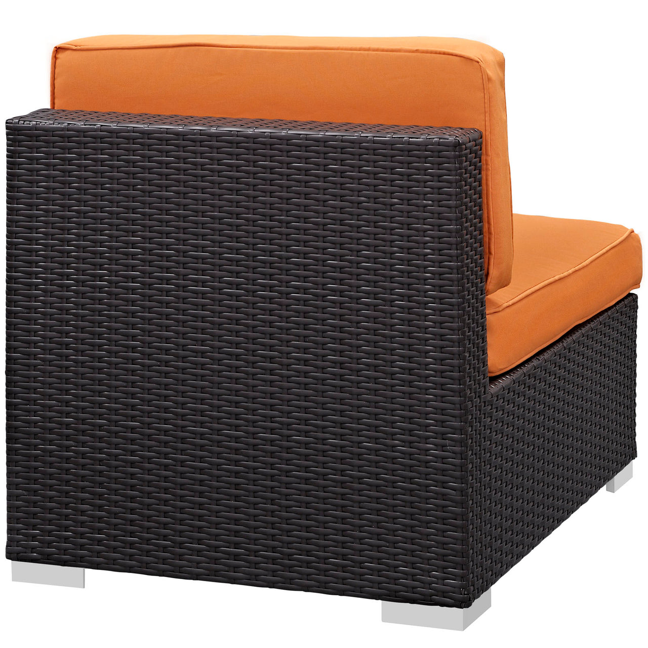 Gather Outdoor Patio Armless Chair | Outdoor Modular Sectional Component, Espresso & Orange