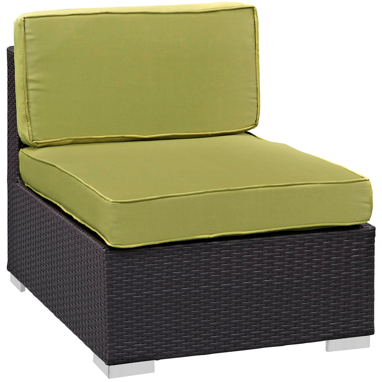 Gather Outdoor Patio Armless Chair | Outdoor Modular Sectional Component, Espresso & Peridot