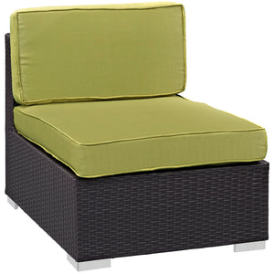 Gather Outdoor Patio Armless Chair | Outdoor Modular Sectional Component, Espresso & Peridot