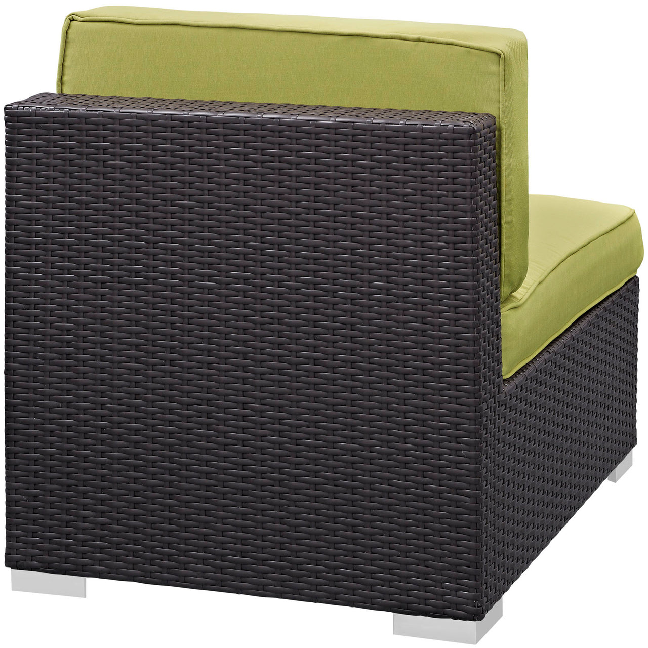 Gather Outdoor Patio Armless Chair | Outdoor Modular Sectional Component, Espresso & Peridot