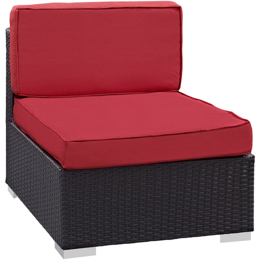 Commune Alfresco Armless Chair | Outdoor Modular Sectional Component, Espresso & Red