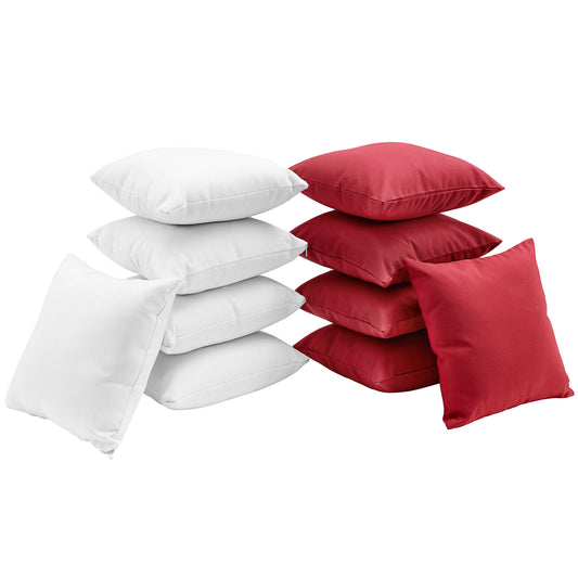 Gather 10 Piece Outdoor Patio Pillow Set, White & Red