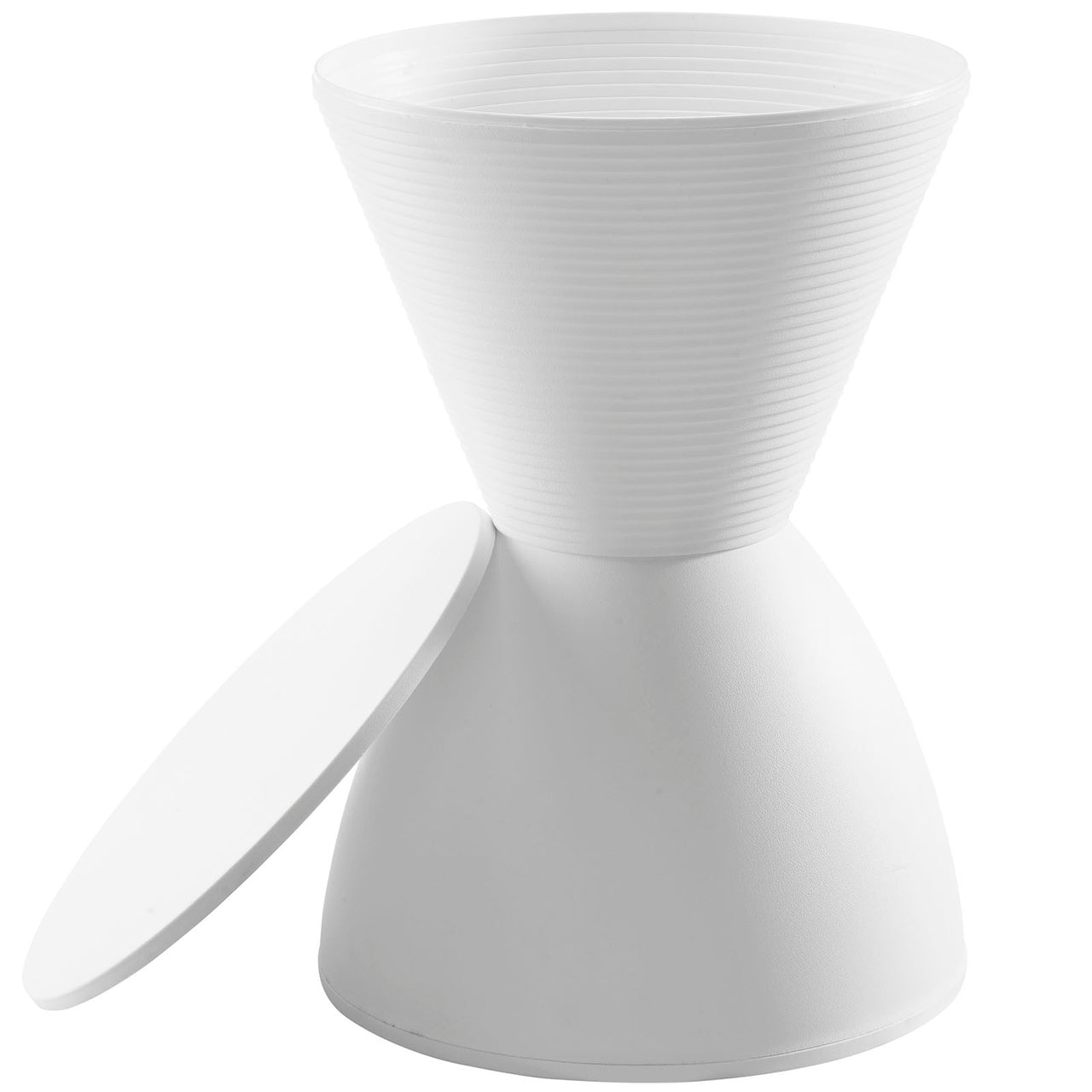 Perpetual Indoor | Outdoor Backless Stool | Side Table, White