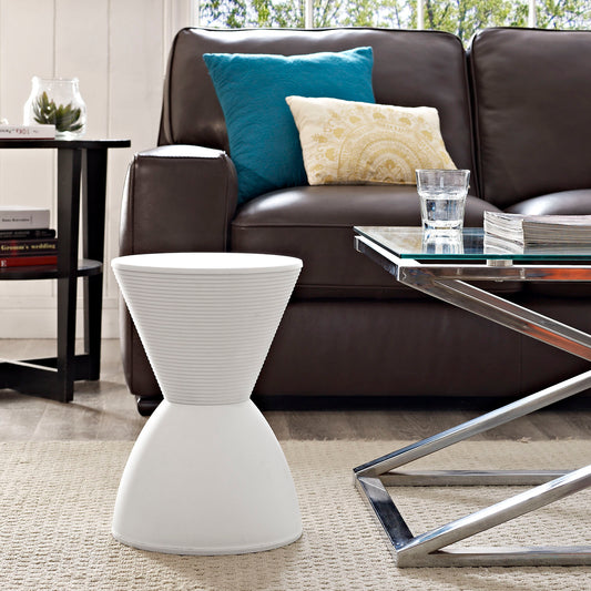 Perpetual Indoor | Outdoor Backless Stool | Side Table, White