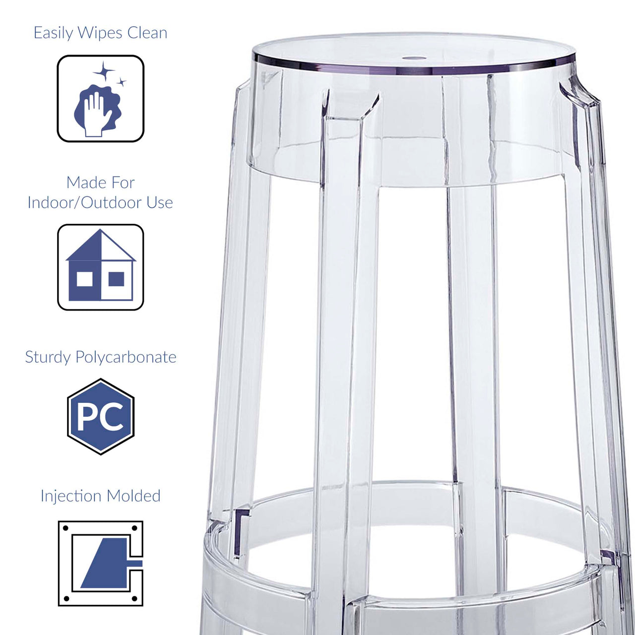 Casper Backless Counter Stool, Clear