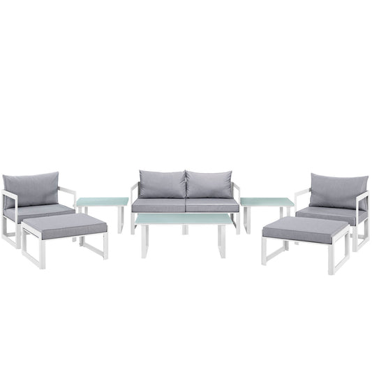 Treasure 9-Piece Alfresco Sectional Sofa Set, White & Gray