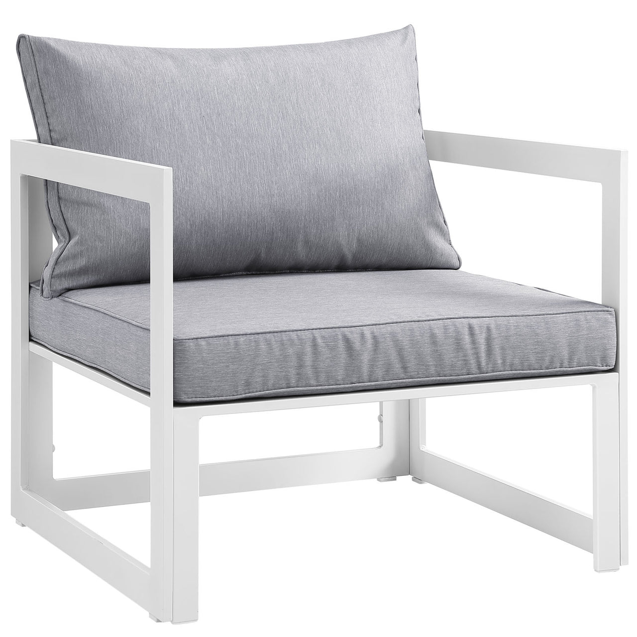 Fortuna 5 Piece Outdoor Patio Sectional Sofa Set, White & Gray