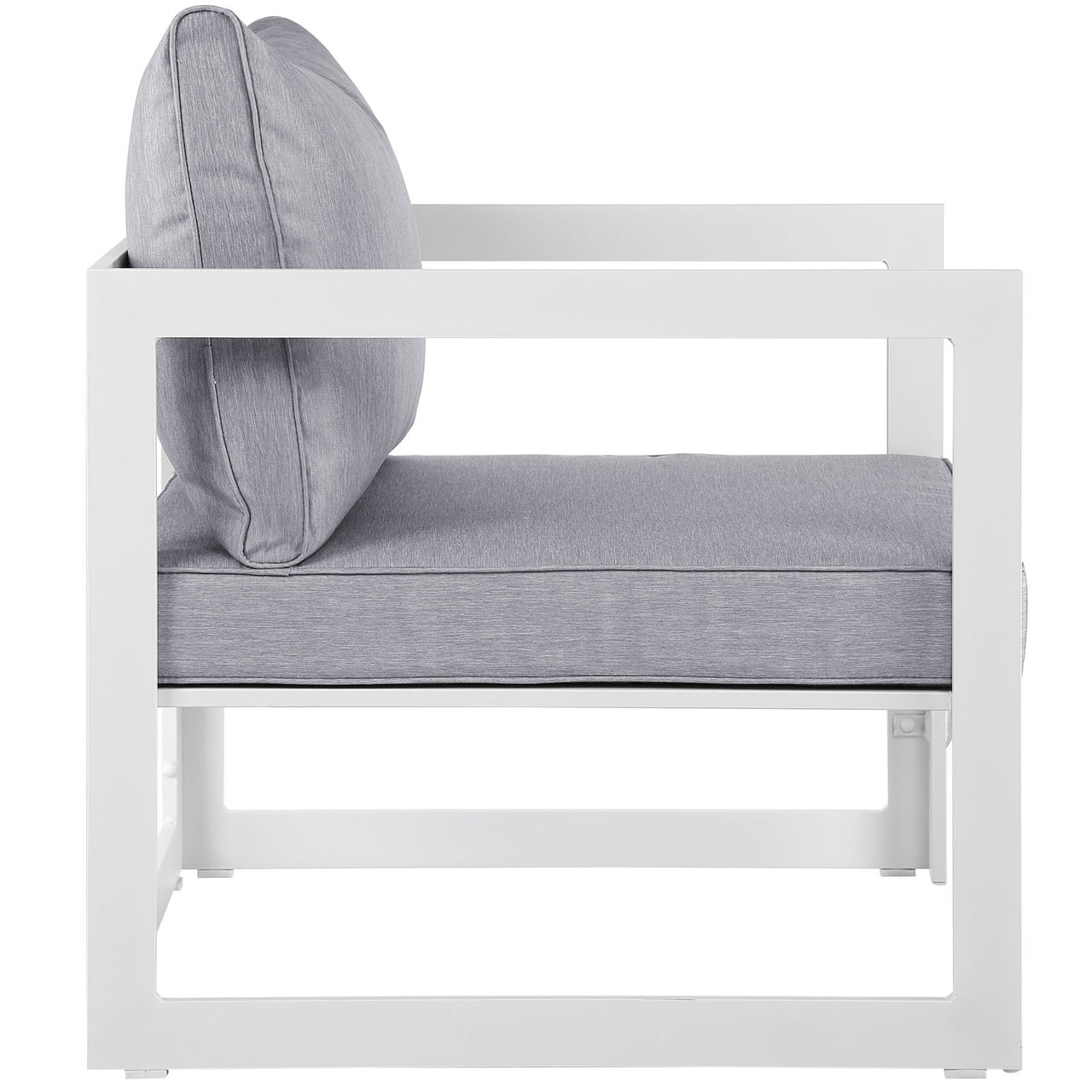 Fortuna 5 Piece Outdoor Patio Sectional Sofa Set, White & Gray