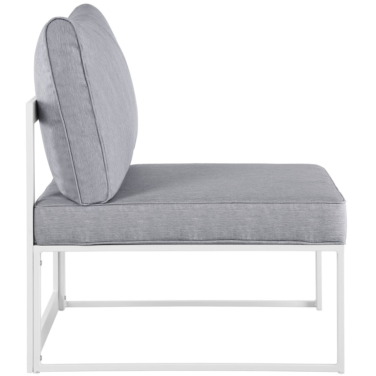 Fortuna 6 Piece Outdoor Patio Sectional Sofa Set, White & Gray