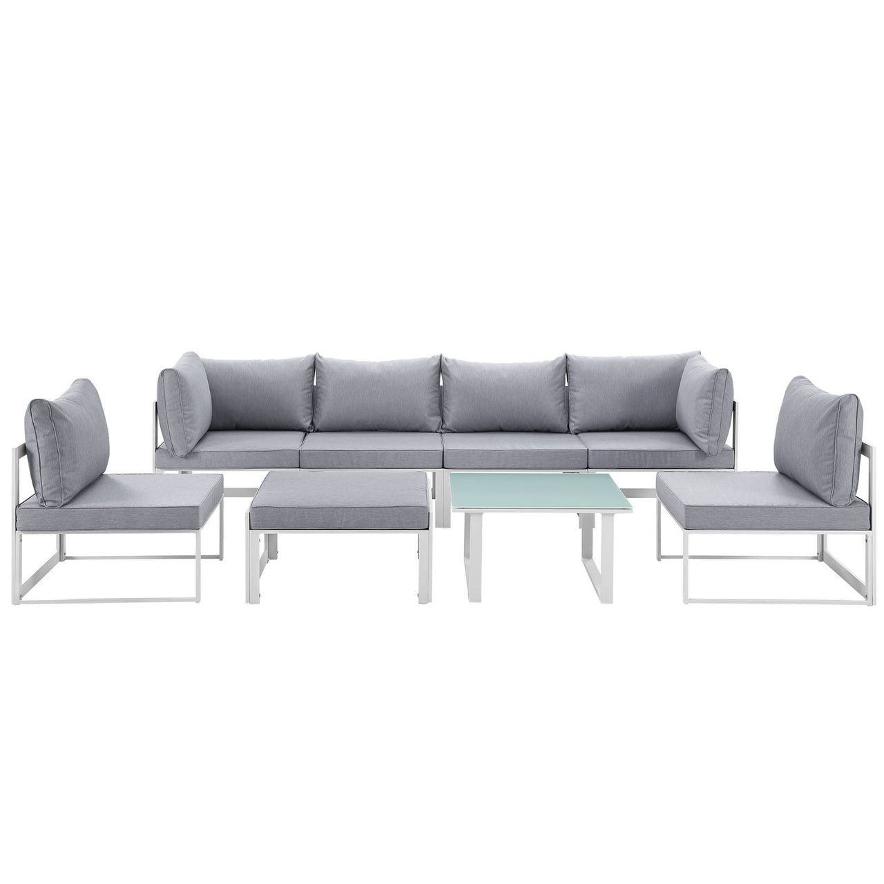 Treasure 8-Piece Alfresco Sectional Sofa Set, White & Gray