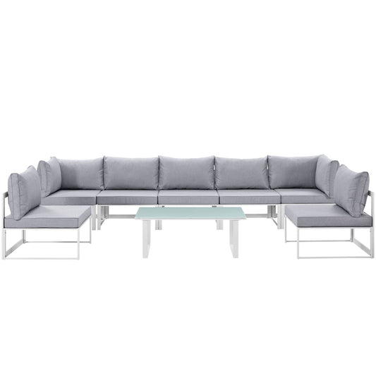 Treasure 8-Piece Alfresco Sectional Sofa Set, White & Gray