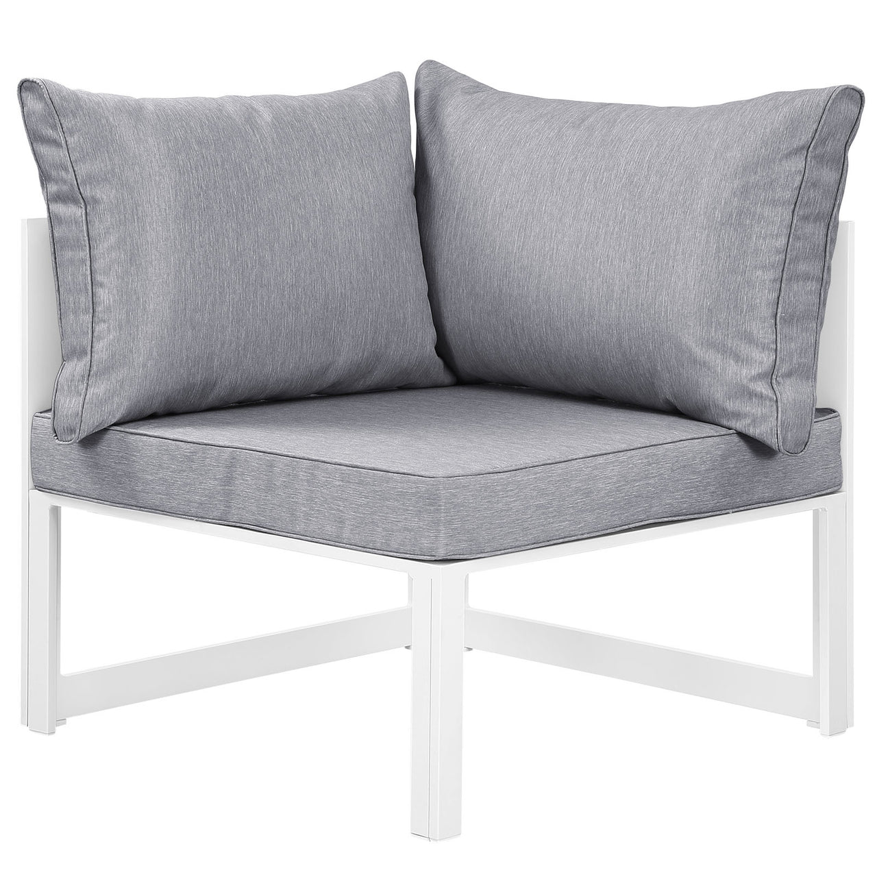 Fortuna 6 Piece Outdoor Patio Sectional Sofa Set, White & Gray