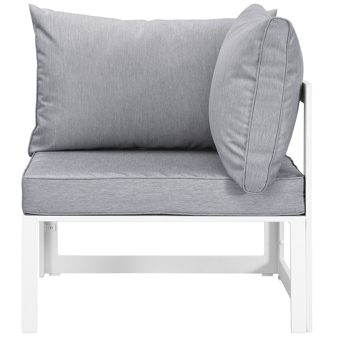 Fortuna 6 Piece Outdoor Patio Sectional Sofa Set, White & Gray