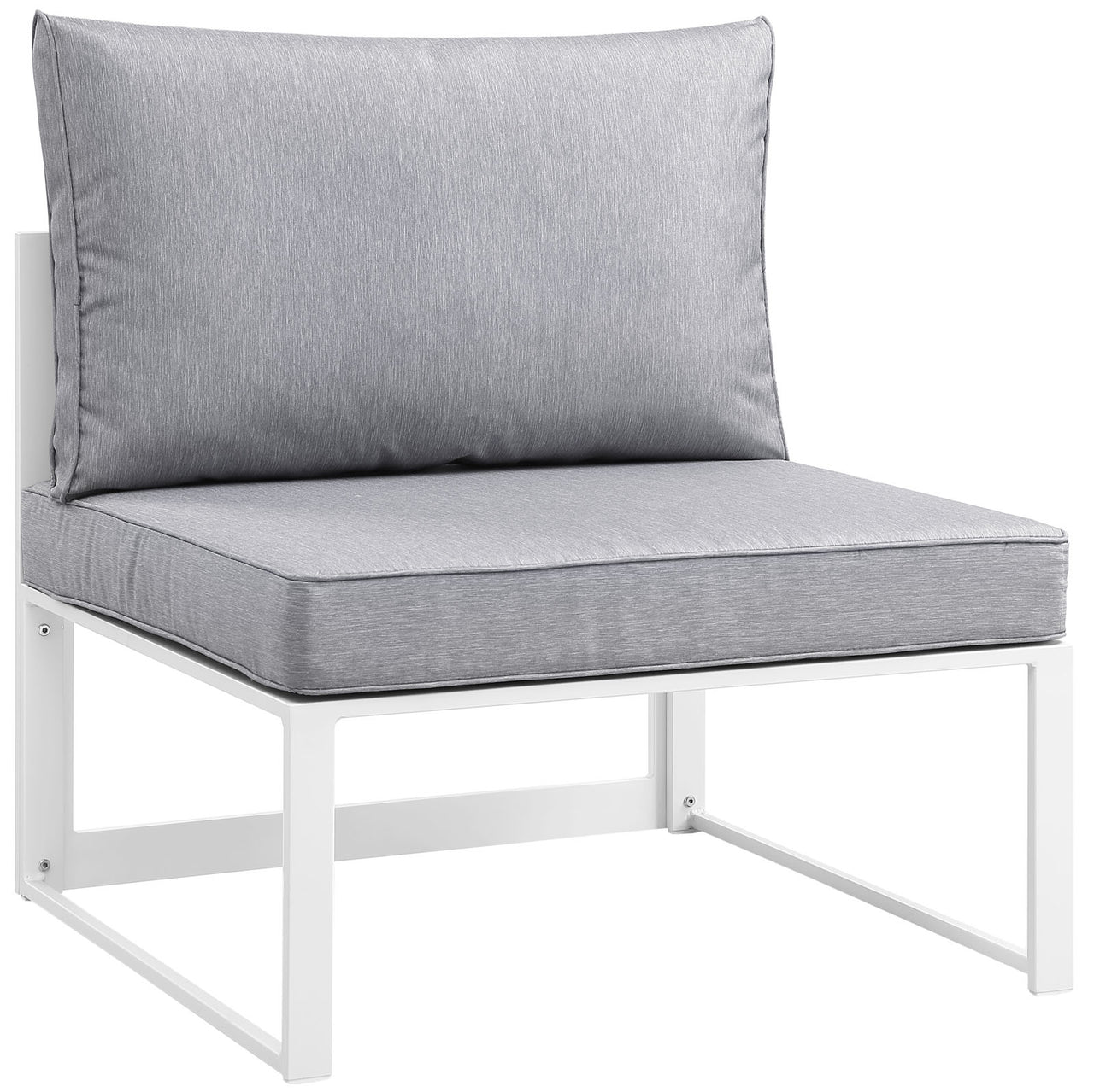 Fortuna 6 Piece Outdoor Patio Sectional Sofa Set, White & Gray