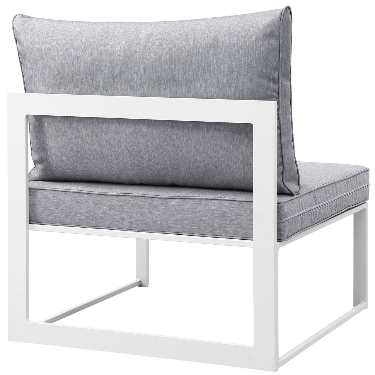 Fortuna 6 Piece Outdoor Patio Sectional Sofa Set, White & Gray