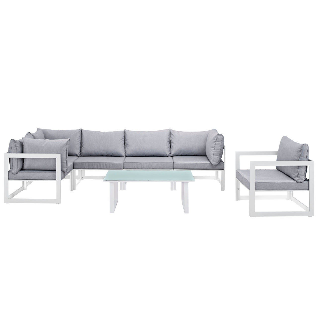 Treasure 7-Piece Alfresco Sectional Sofa Set, White & Gray