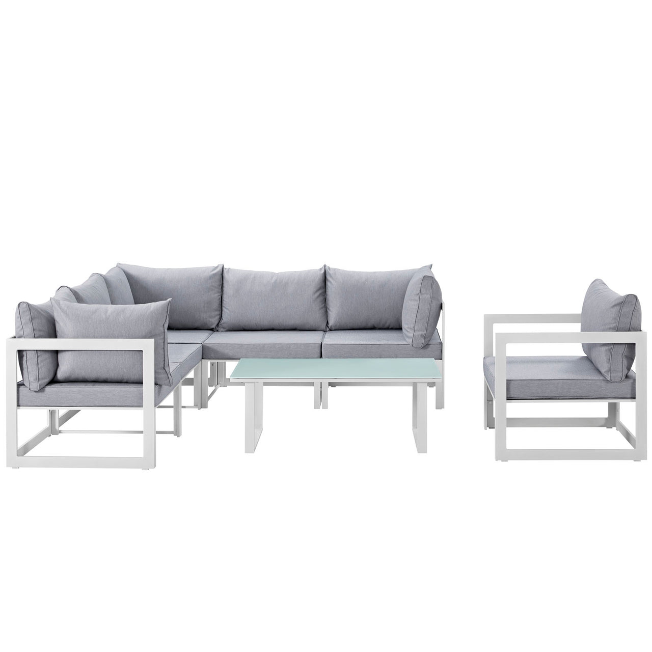 Treasure 7-Piece Alfresco Sectional Sofa Set, White & Gray