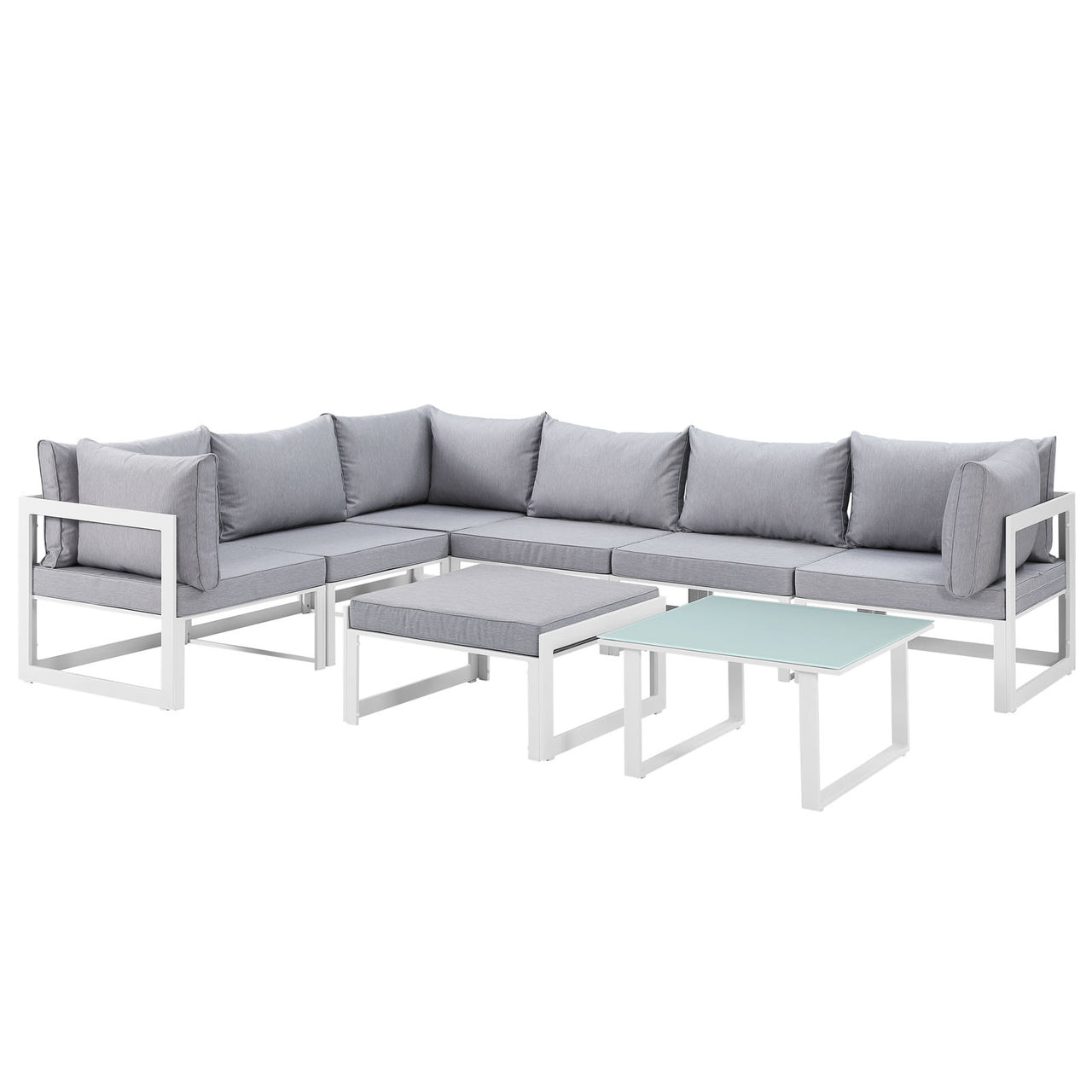 Treasure 8-Piece Alfresco Sectional Sofa Set, White & Gray
