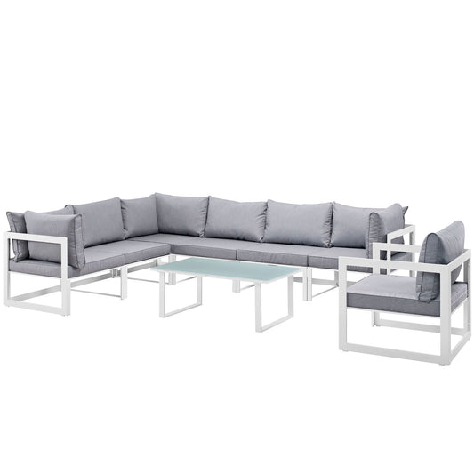 Treasure 8-Piece Alfresco Sectional Sofa Set, White & Gray