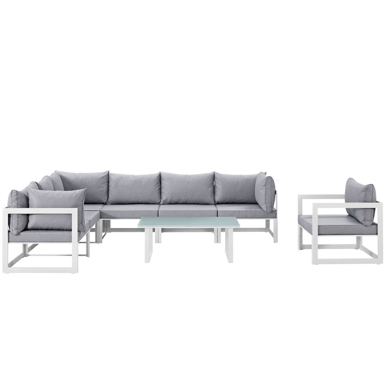 Treasure 8-Piece Alfresco Sectional Sofa Set, White & Gray