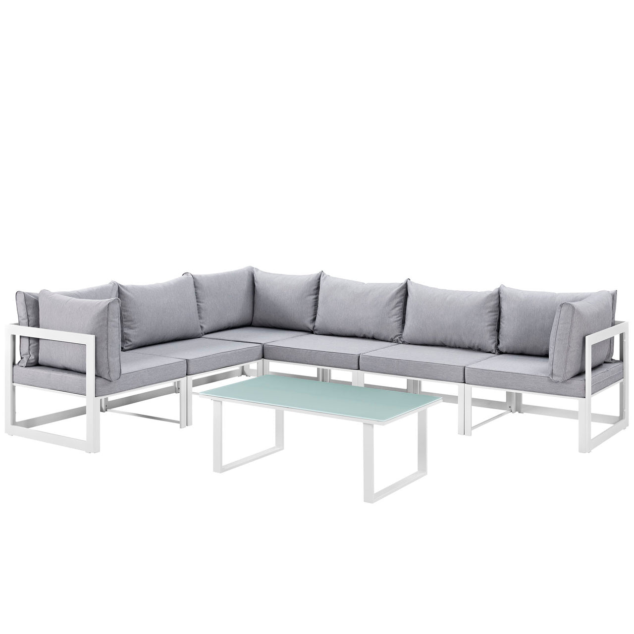 Treasure 7-Piece Alfresco Sectional Sofa Set, White & Gray