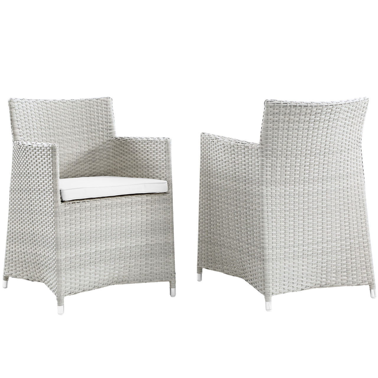 Junction Outdoor Patio Wicker Armchair Set of 2, Gray & White