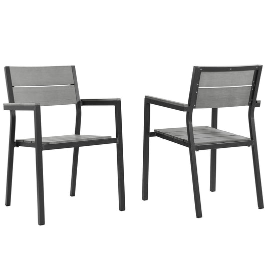 Seaboard Alfresco Dining Armchair Set of 2, Brown & Gray