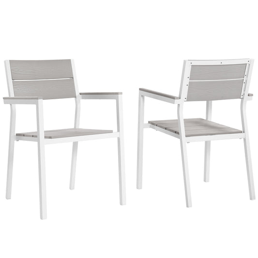 Seaboard Alfresco Dining Armchair Set of 2, White & Light Gray