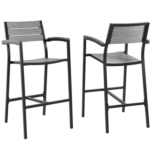 Seaboard Alfresco Bar Stool Set of 2, Brown & Gray