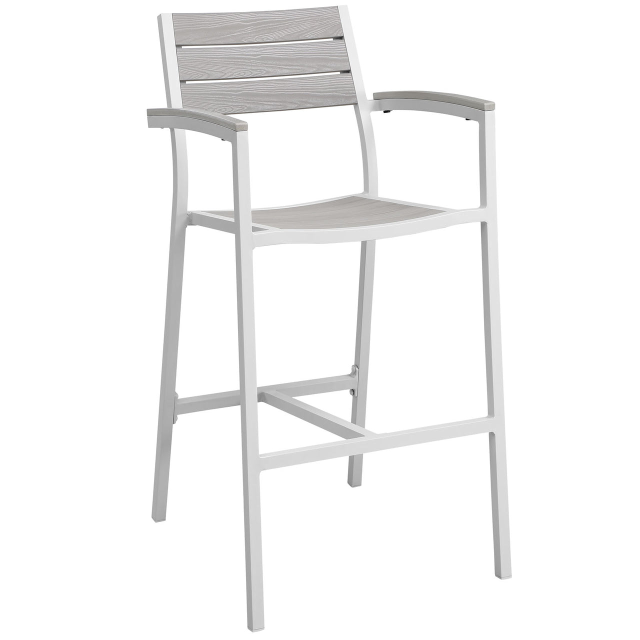 Maine Outdoor Patio Bar Stool Set of 2, White & Light Gray