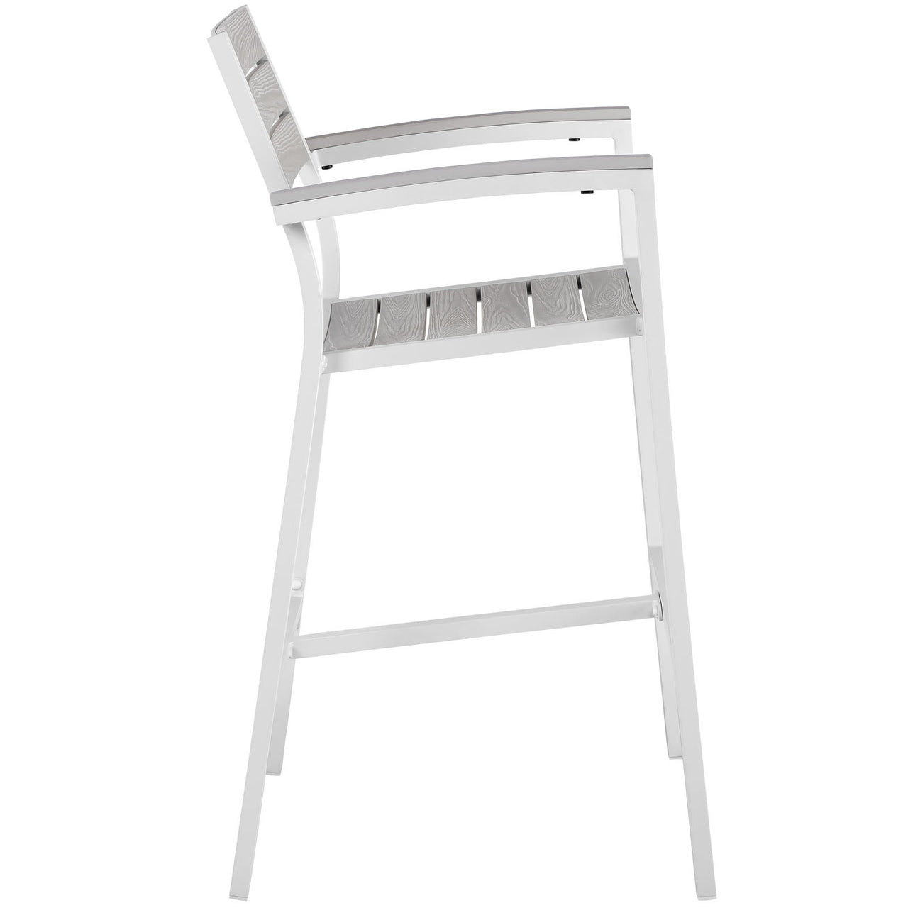 Maine Outdoor Patio Bar Stool Set of 2, White & Light Gray