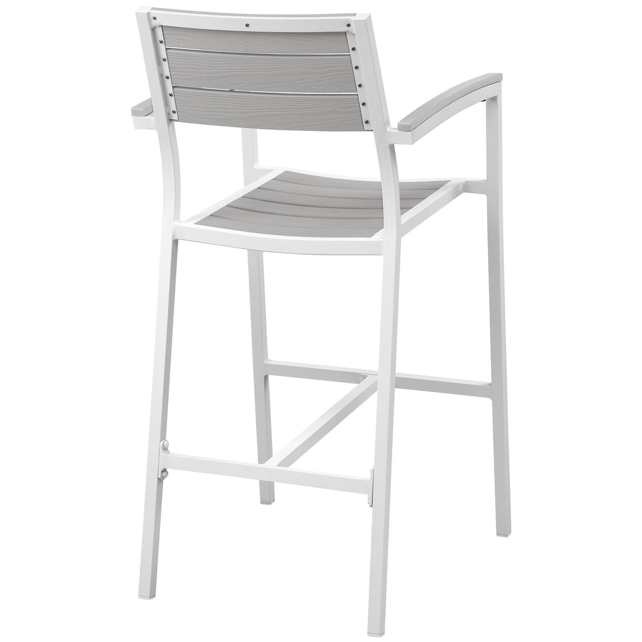 Maine Outdoor Patio Bar Stool Set of 2, White & Light Gray