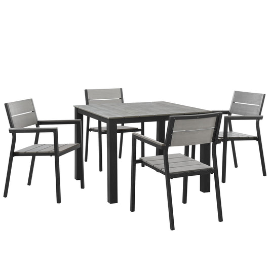 Seaboard 5-Piece Alfresco Dining Set, Brown & Gray