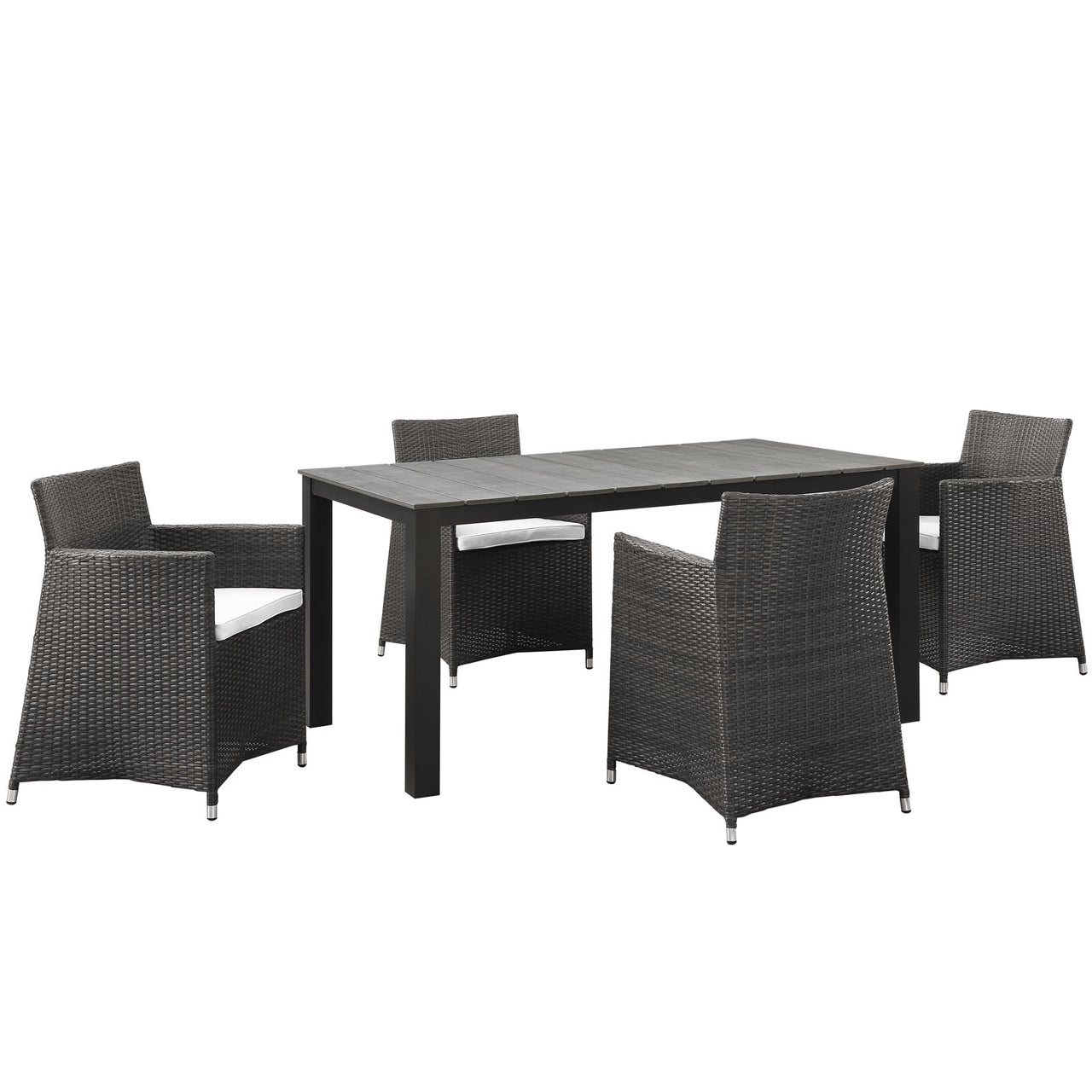 Intersect 5-Piece Alfresco Dining Set, Brown & White