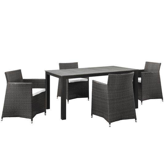 Intersect 5-Piece Alfresco Dining Set, Brown & White
