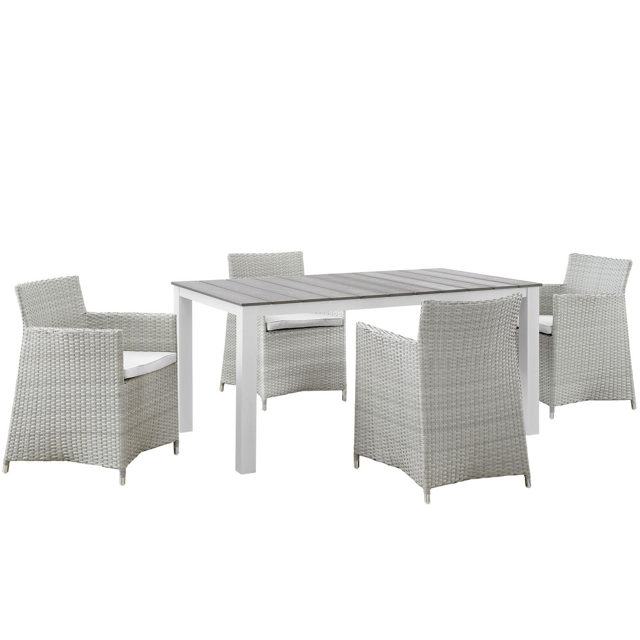 Intersect 5-Piece Alfresco Dining Set, Gray & White