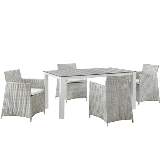 Intersect 5-Piece Alfresco Dining Set, Gray & White