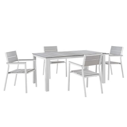 Seaboard 5-Piece Alfresco Dining Set, White & Light Gray