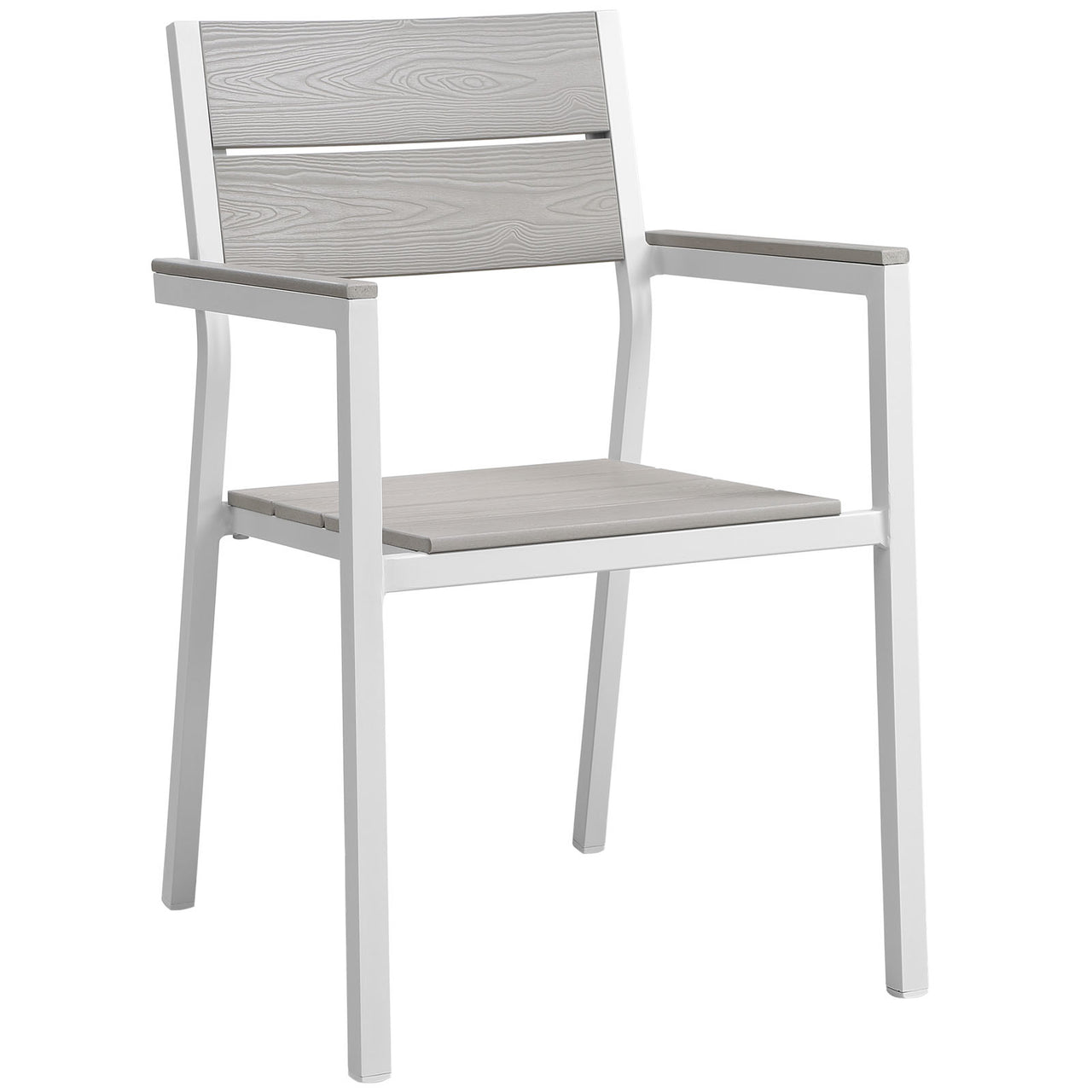 Maine 5 Piece Outdoor Patio Dining Set, White & Light Gray
